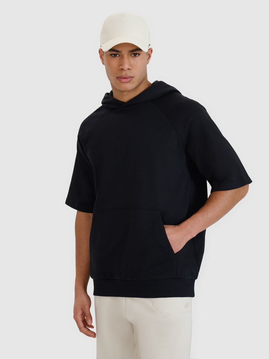 Męska bluza dresowa z krótkim rękawem 4F 4FWSS25TSWSM1538 - czarna