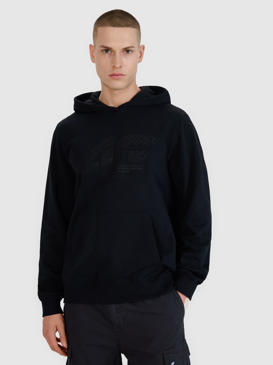 Męska bluza dresowa nierozpinana z kapturem 4F 4FWSS25TSWSM1585 - czarna