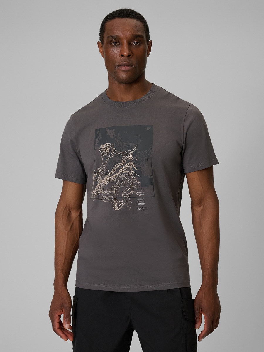 Męski t-shirt z nadrukiem 4F 4FWSS26TTSHM2825 - szary