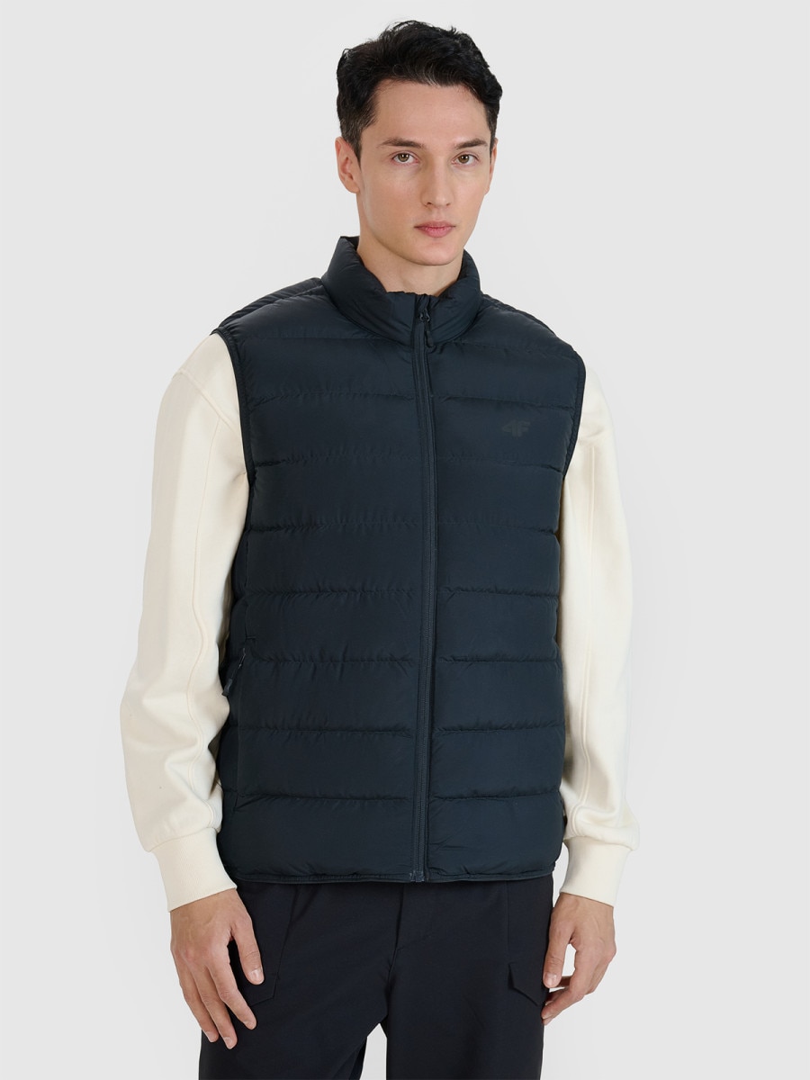 Męski bezrękawnik puchowy z wypełnieniem naturalnym 4F 4FWSS25TVJAM195 - czarny