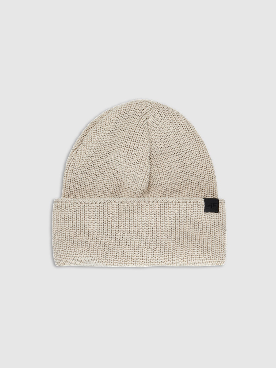 Czapka beanie z wełną merino uniseks 4F 4FRAW25ACAPU0807 - beżowa