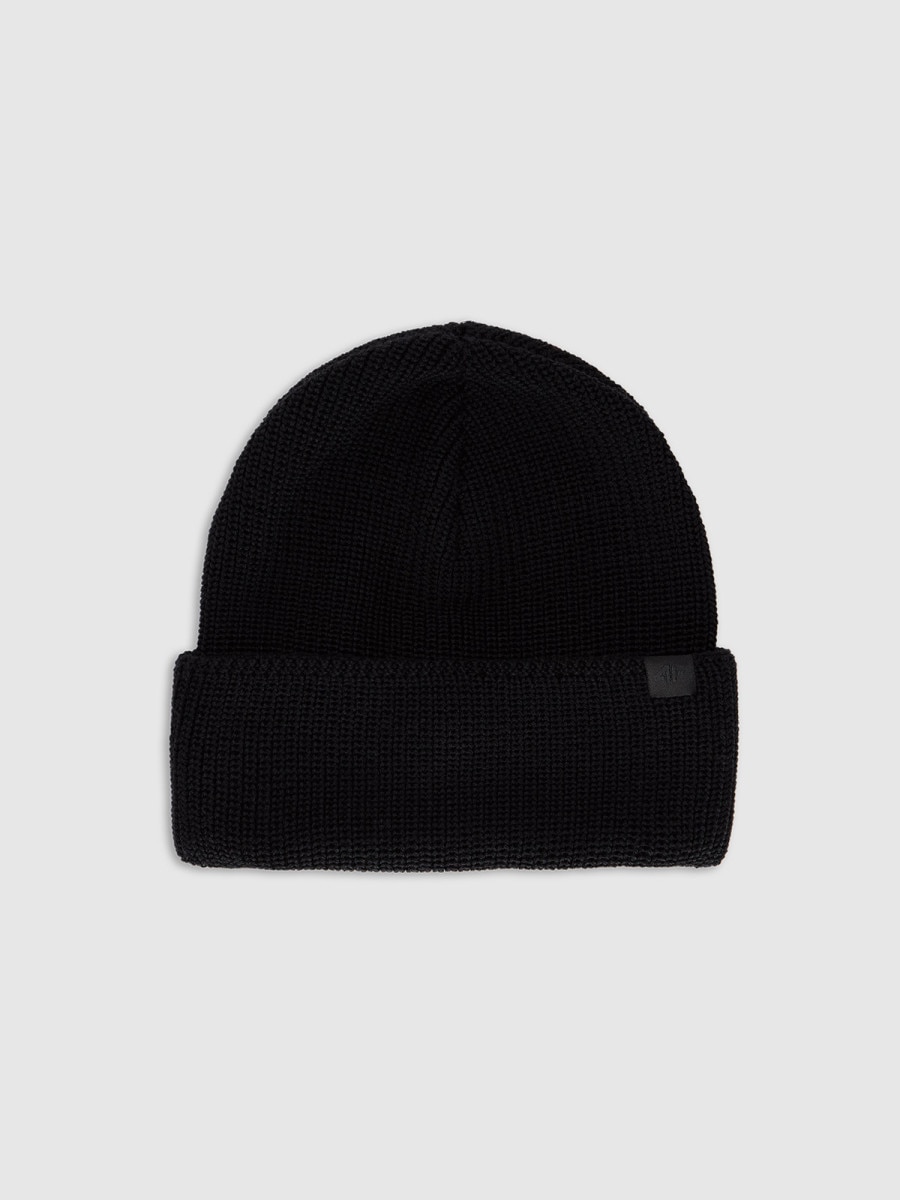 Czapka beanie z wełną merino uniseks 4F 4FRAW25ACAPU0807 - czarna