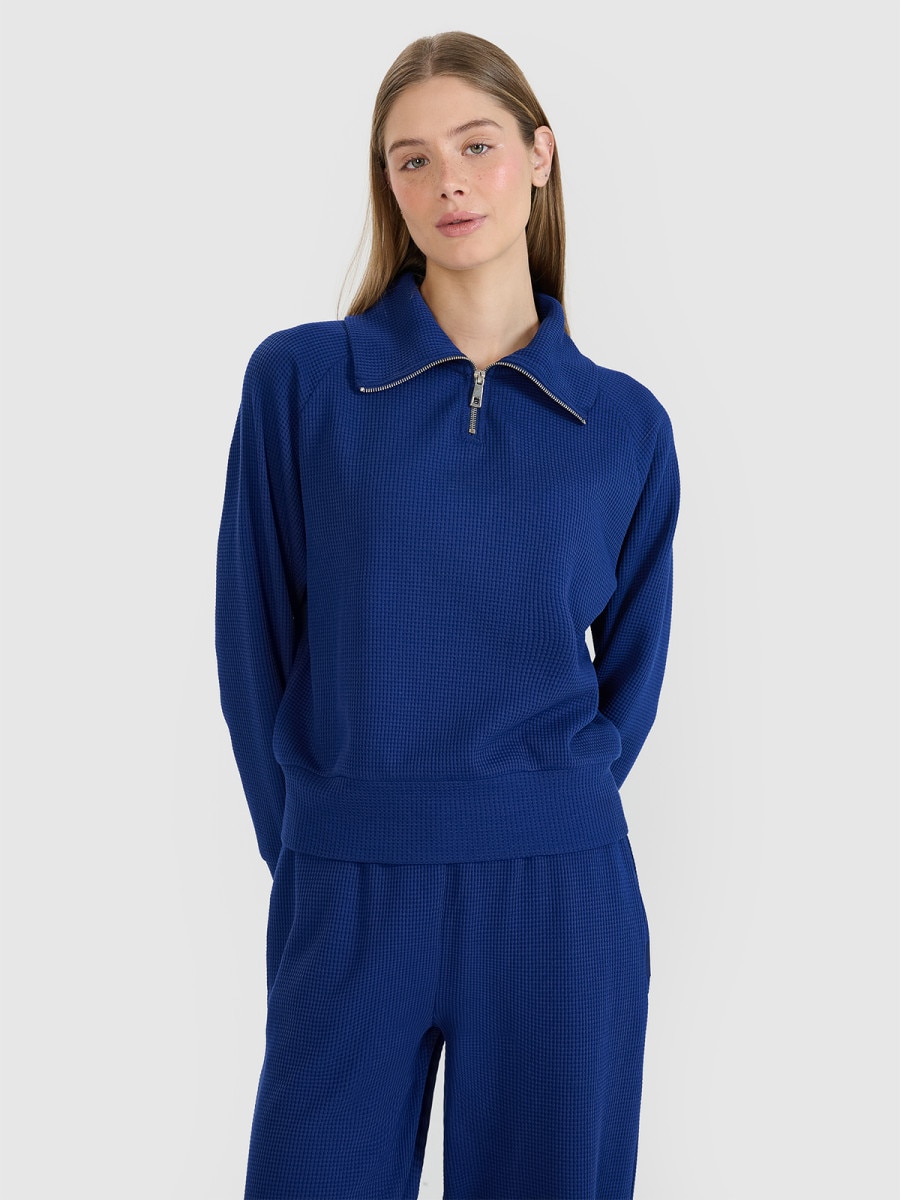 Damska bluza dresowa bez kaptura 4F 4FRSS25TSWSF2151 - niebieska