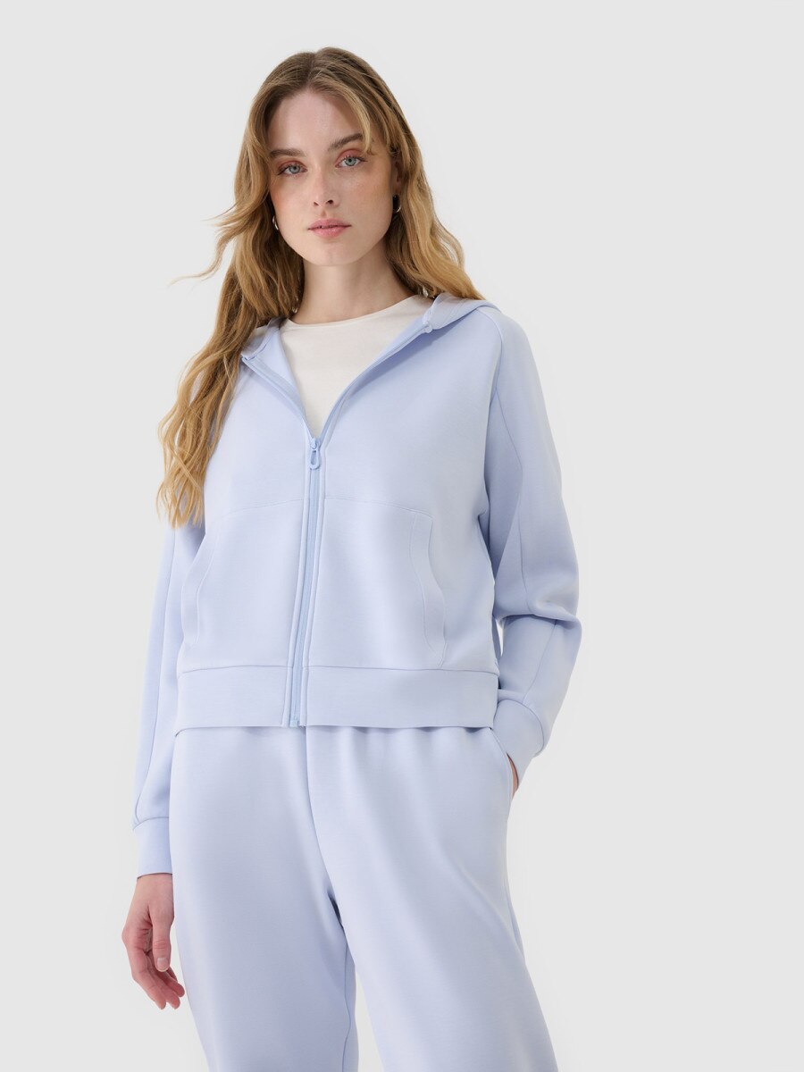 Damska bluza dresowa rozpinana z kapturem 4F 4FWSS25TSWSF1577 - niebieska
