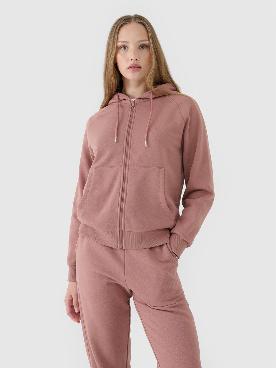 Damska dresowa rozpinana z kapturem 4F 4FWSS25TSWSF1541 - różowa