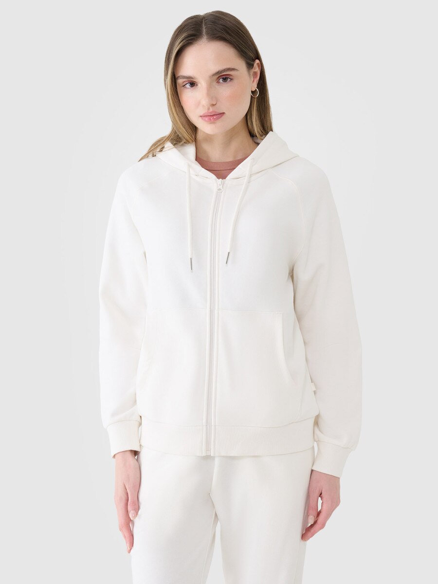 Damska dresowa rozpinana z kapturem 4F 4FWSS25TSWSF1541 - biała