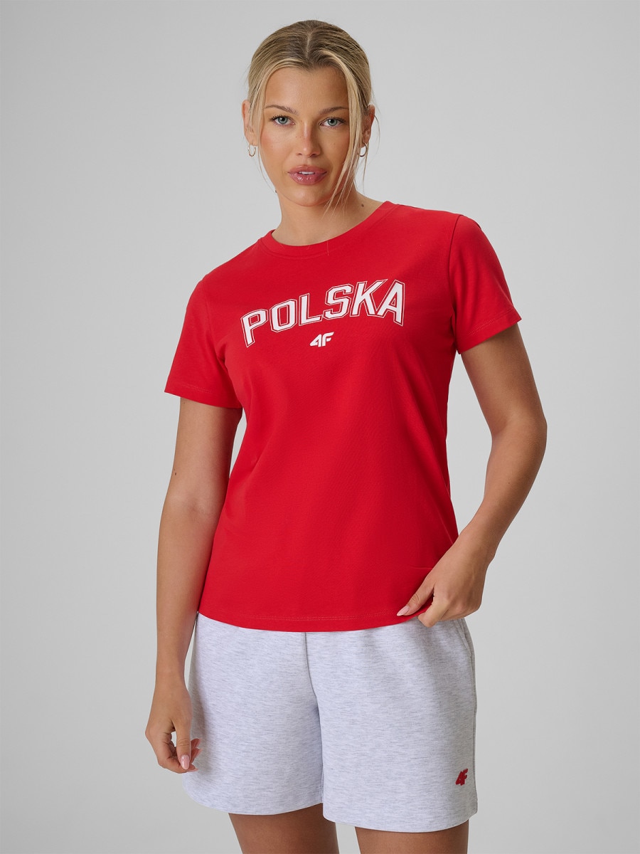 Damska koszulka reprezentacji Polski replika 4F x PZLA 4FRSS26TTSHF4207 - czerwona