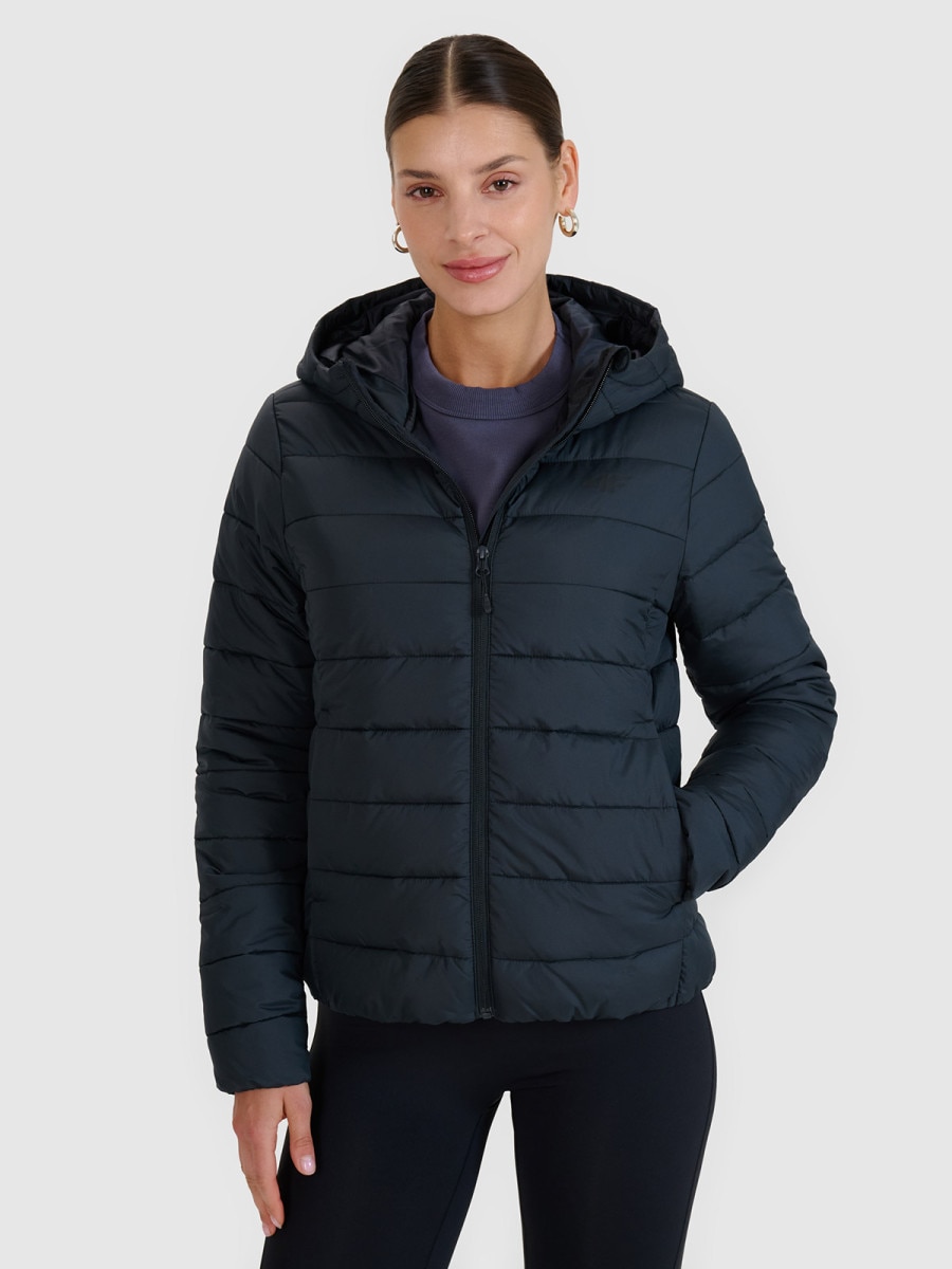 Damska kurtka puchowa pikowana 4F 4FWSS25TDJAF534 - czarna