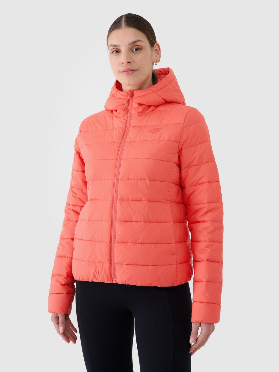 Damska kurtka puchowa pikowana 4F 4FWSS25TDJAF534 - czerwona
