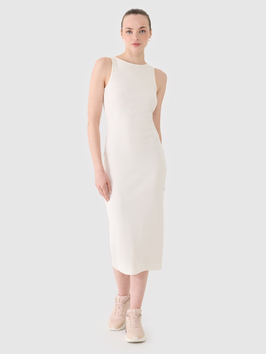 Damska sukienka midi 4F 4FRSS25TDREF180 - biała