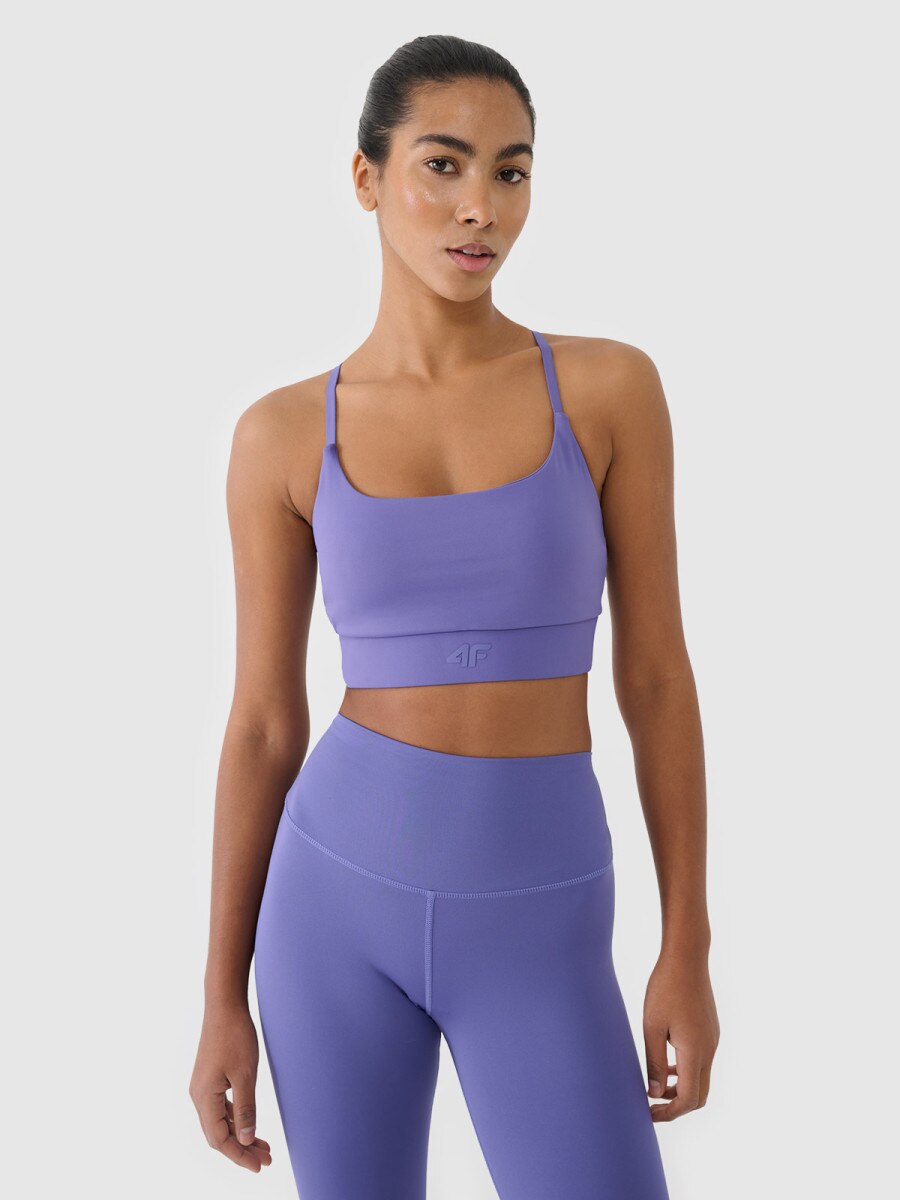 Damski biustonosz treningowy 4F 4FWSS25USBAF181 - granatowy