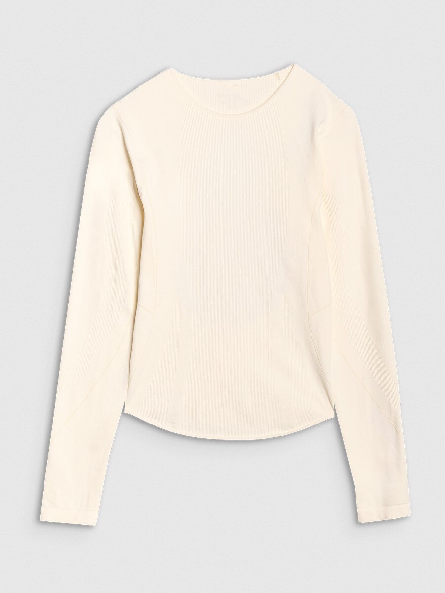 Damski longsleeve do jogi 4F 4FWSS25TFLOF403 - biały