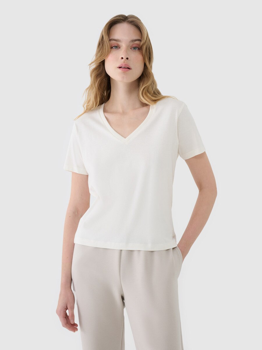 Damski t-shirt basic 4F4FWSS25TTSHF1992 - biały