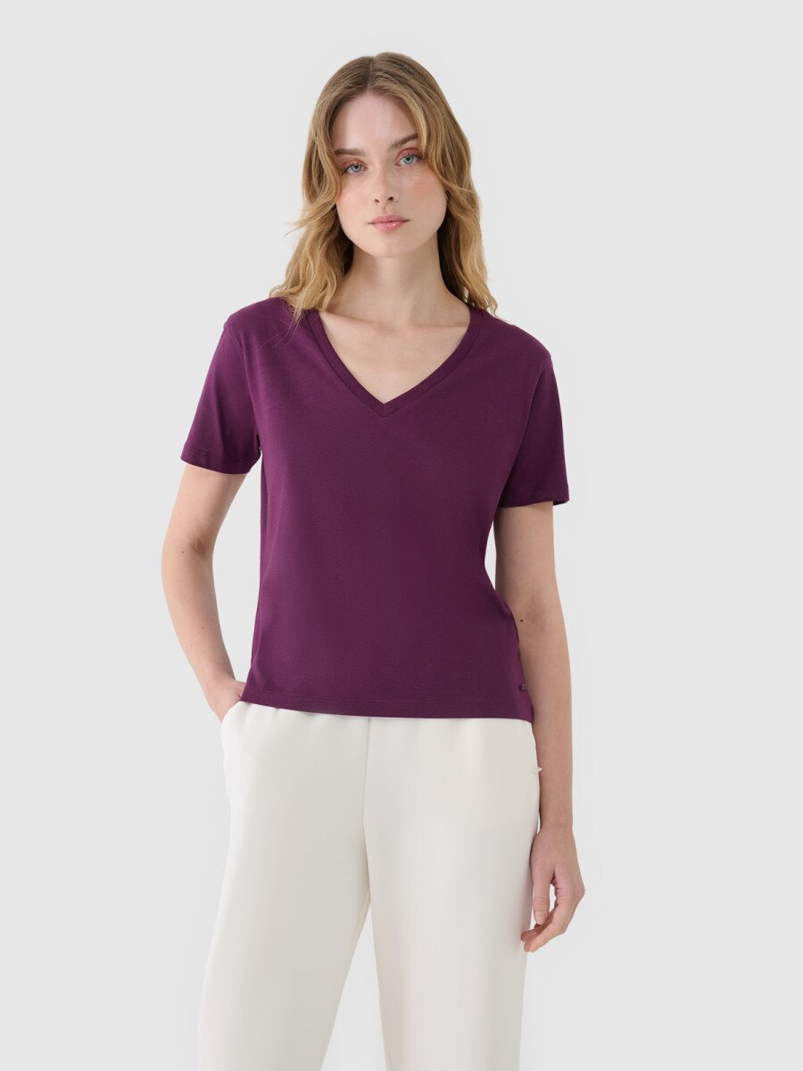 Damski t-shirt basic 4F4FWSS25TTSHF1992 - fioletowy