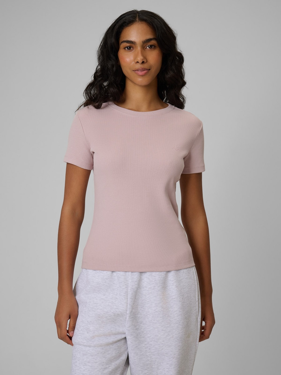 Damski t-shirt basic 4F 4FRSS26TTSHF3629 - różowy