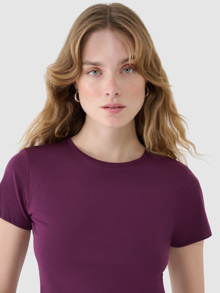 Damski t-shirt basic 4F 4FWSS25TTSHF1995 - fioletowy