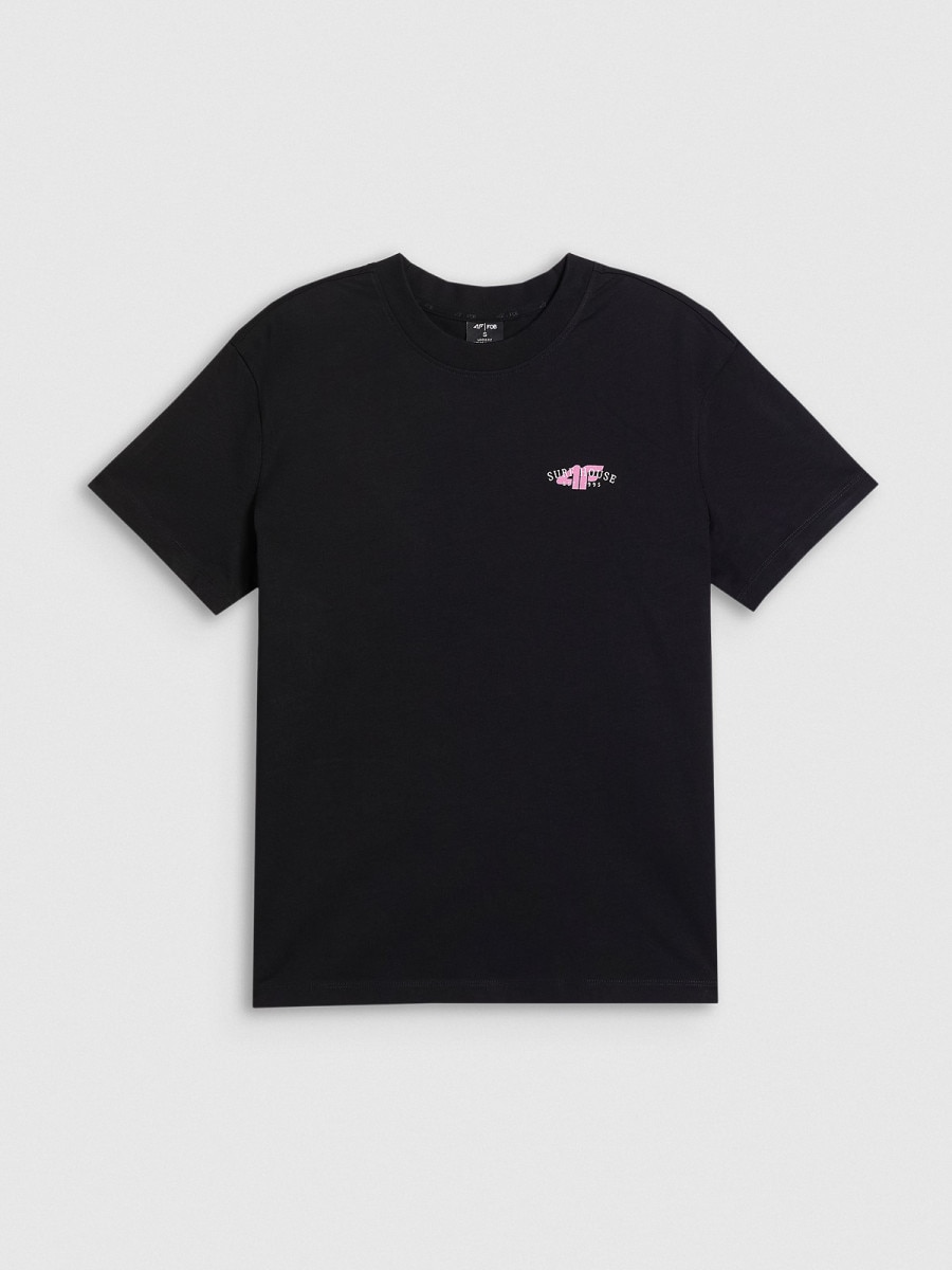 Damski t-shirt z nadrukiem 4F 4FRSS26TTSHF4516 - czarny