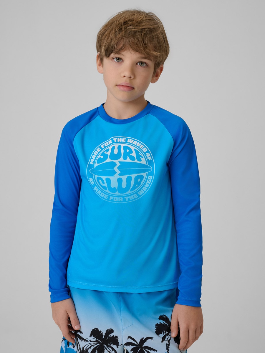 Chłopięcy longsleeve do pływania UPF50+ 4F 4FJRSS26TFLOM665 - niebieski