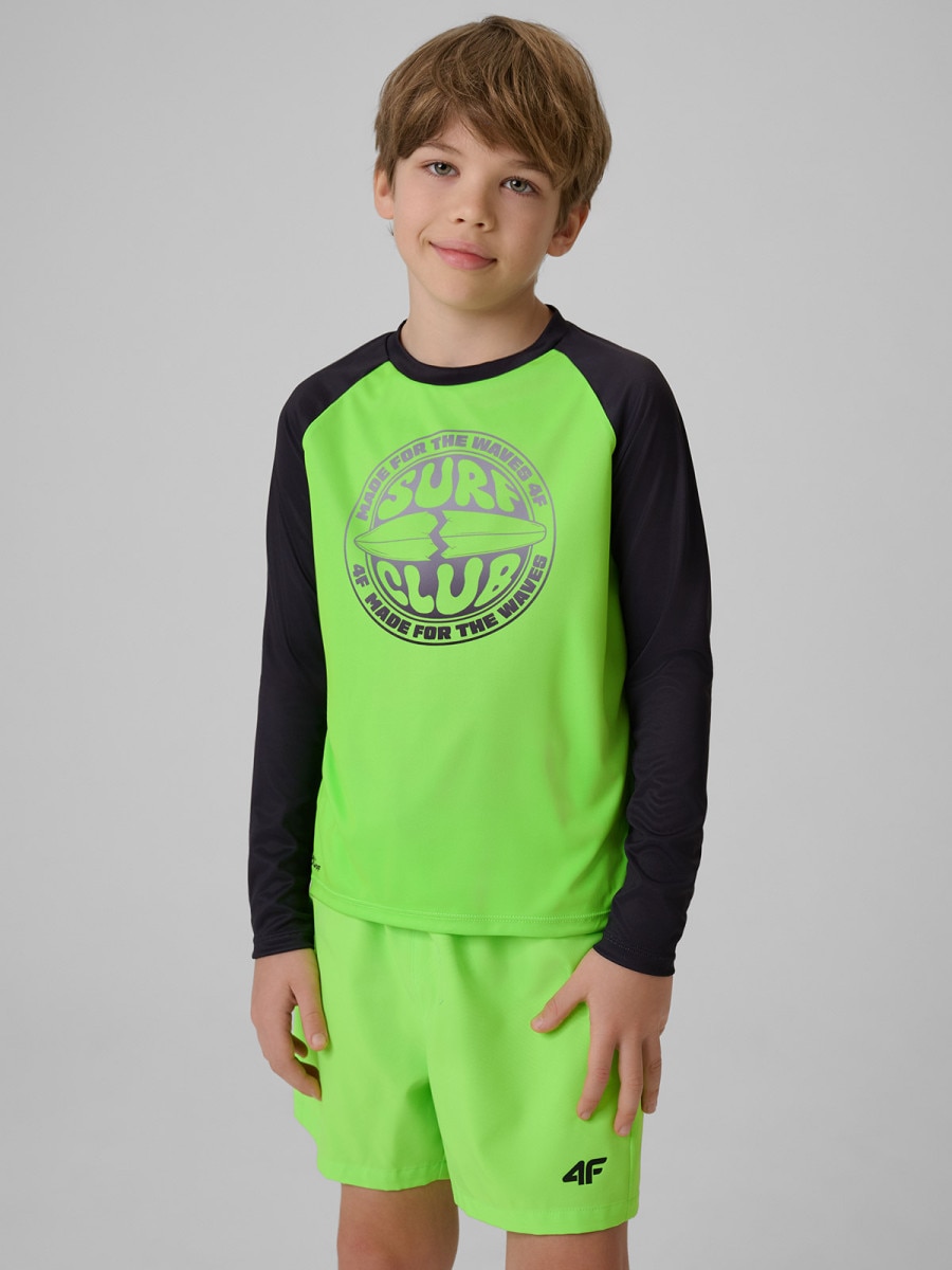 Chłopięcy longsleeve do pływania UPF50+ 4F 4FJRSS26TFLOM665 - zielony