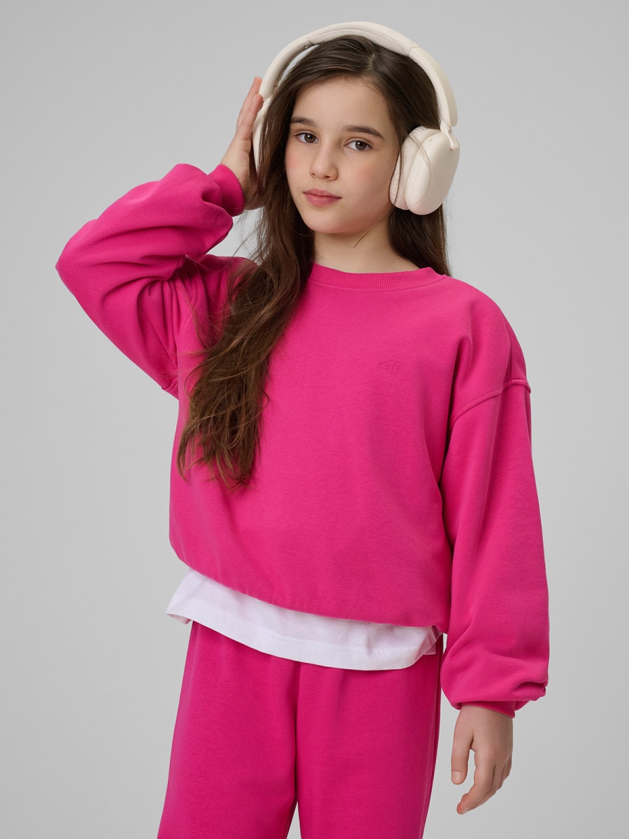 Dziewczęca bluza nierozpinana bez kaptura 4F 4FJRSS26TSWSF2717 - różowa