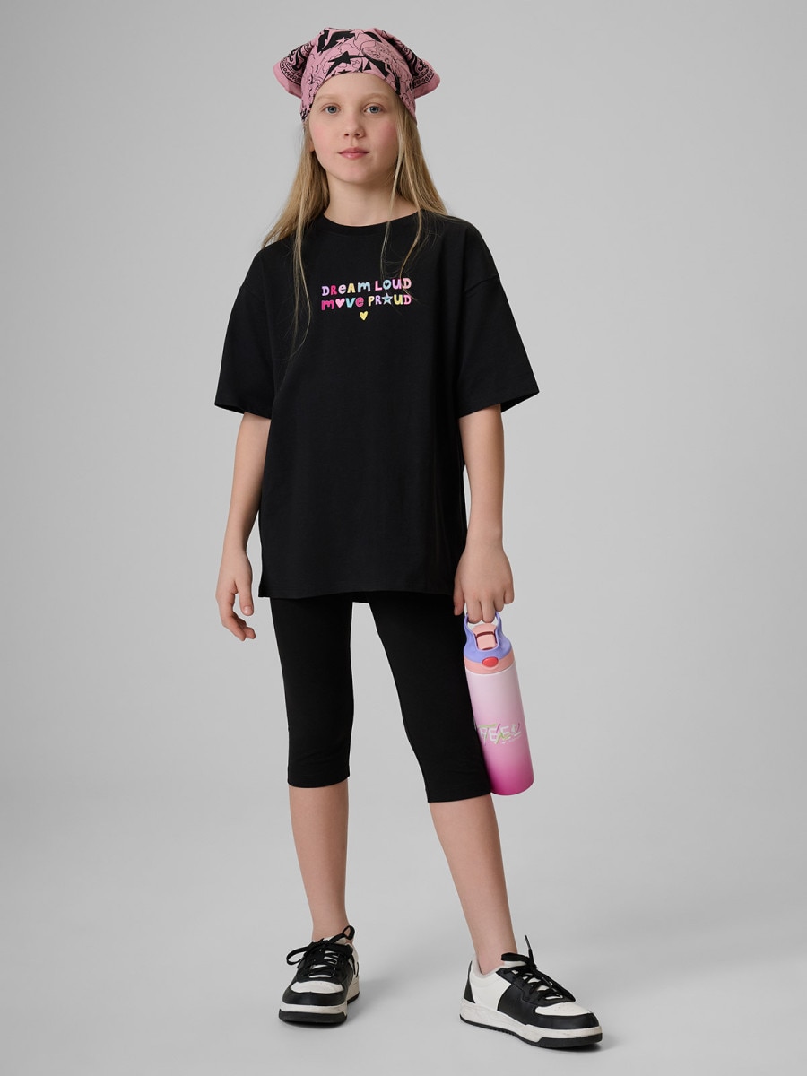 Dziewczęce legginsy 3/4 4F 4FJRSS26TTIGF331 - czarne