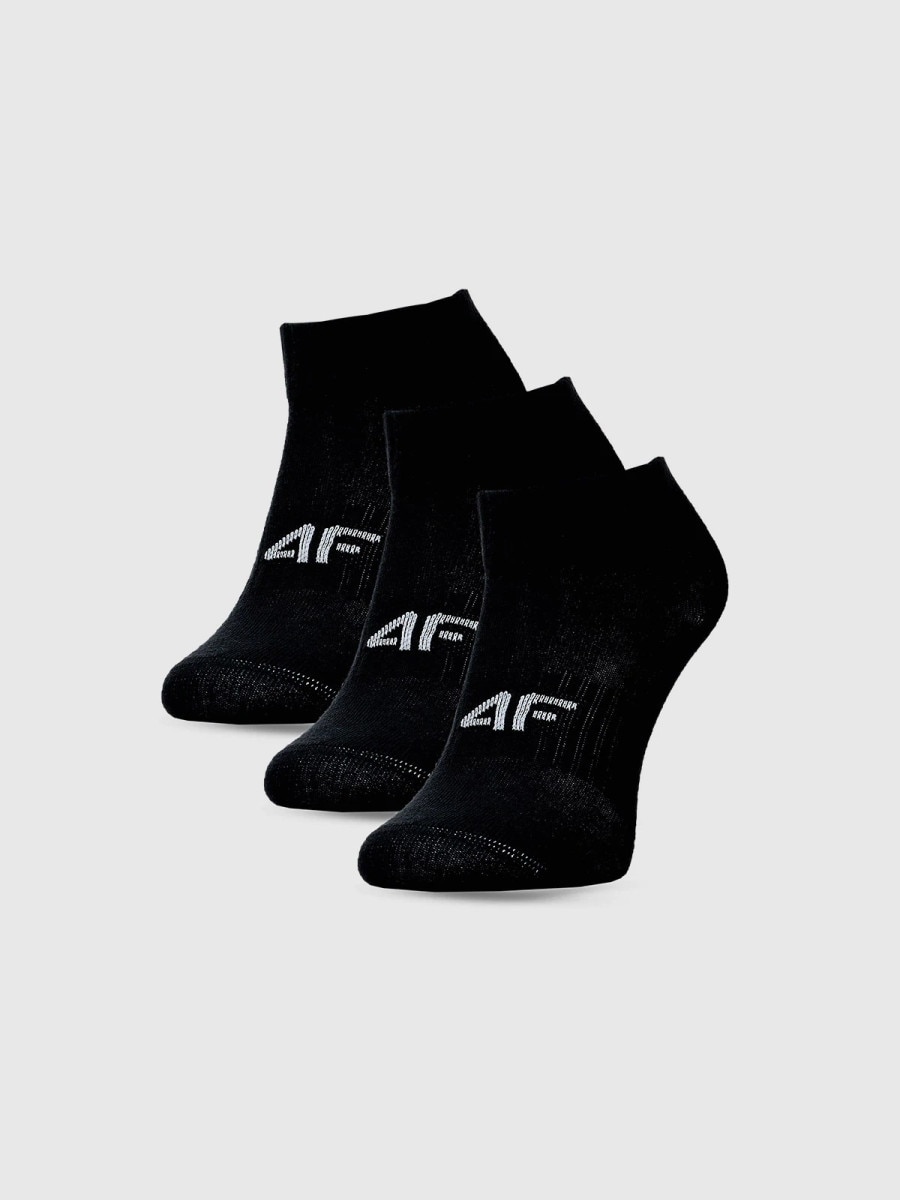 Dziewczęce skarpetki za kostkę (3-pack) 4F 4FJWMM00USOCF497 - czarne