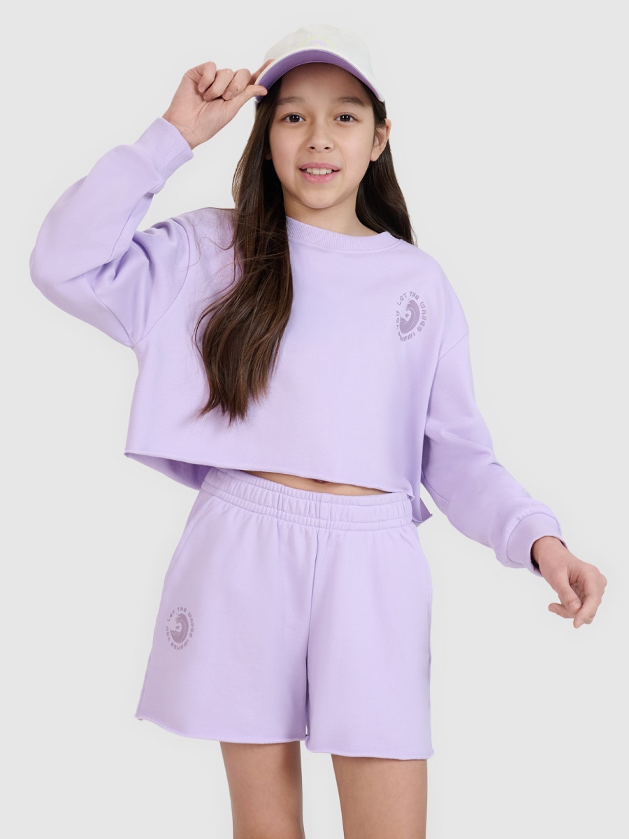 Dziewczęca bluza dresowa bez kaptura nierozpinana 4F 4FJWSS25TSWSF1504 - różowa