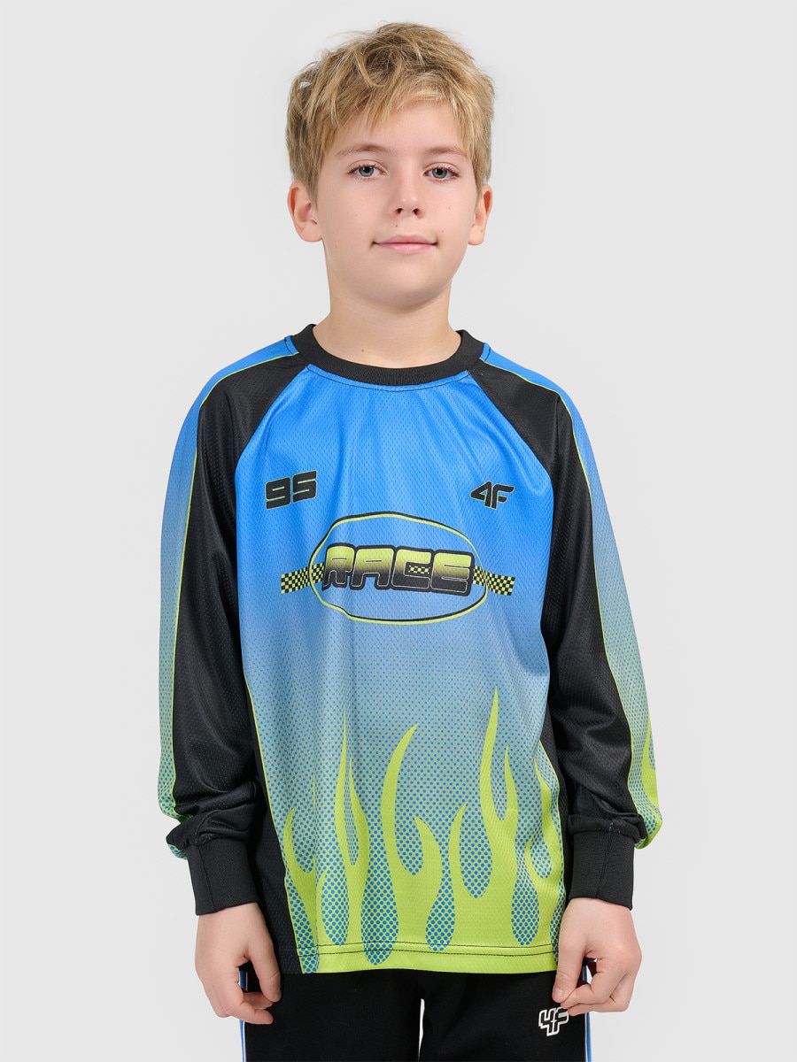 Chłopięcy longsleeve treningowy 4F 4FJRSS26TLONM663 - multikolor
