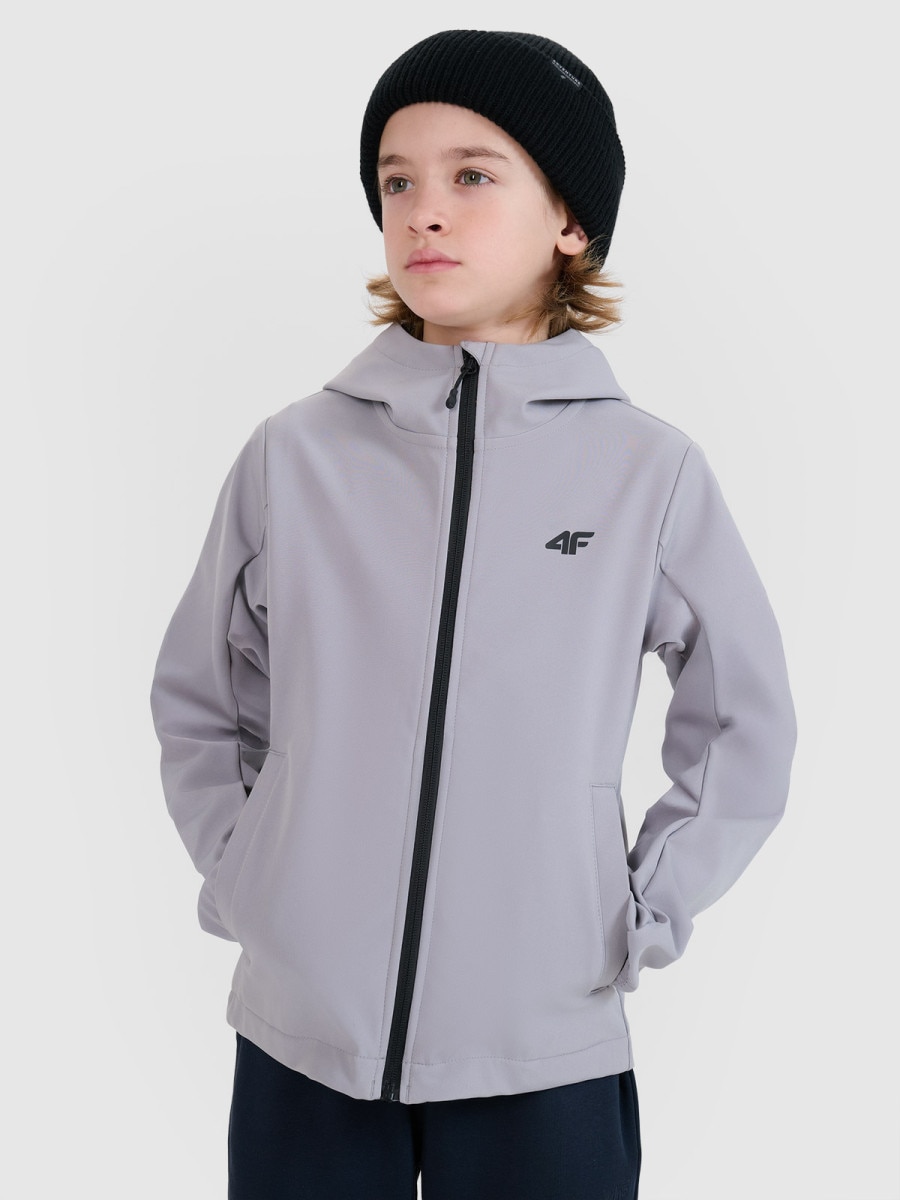 Chłopięcy softshell 4F 4FJWSS25TSOFM306 - szary
