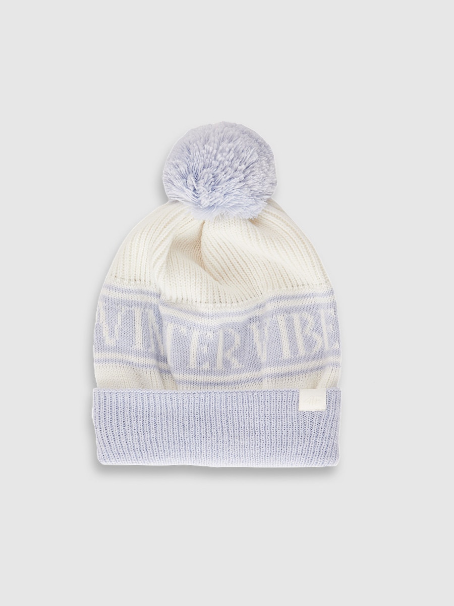Dziewczęca czapka z pomponem 4F 4FJRAW25ACAPF0748 - niebieska