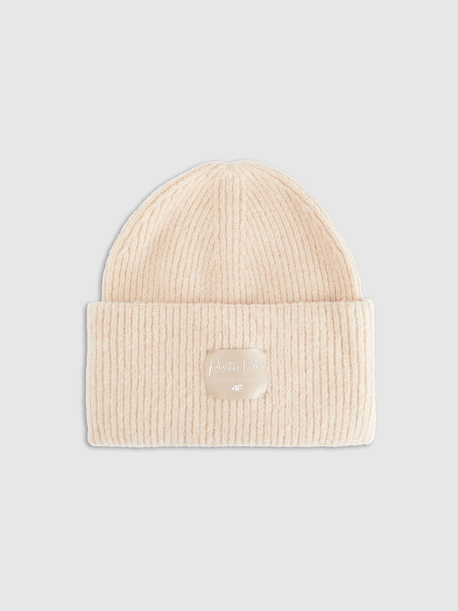 Dziewczęca czapka zimowa 4F 4FJRAW25ACAPF0811 - beżowa