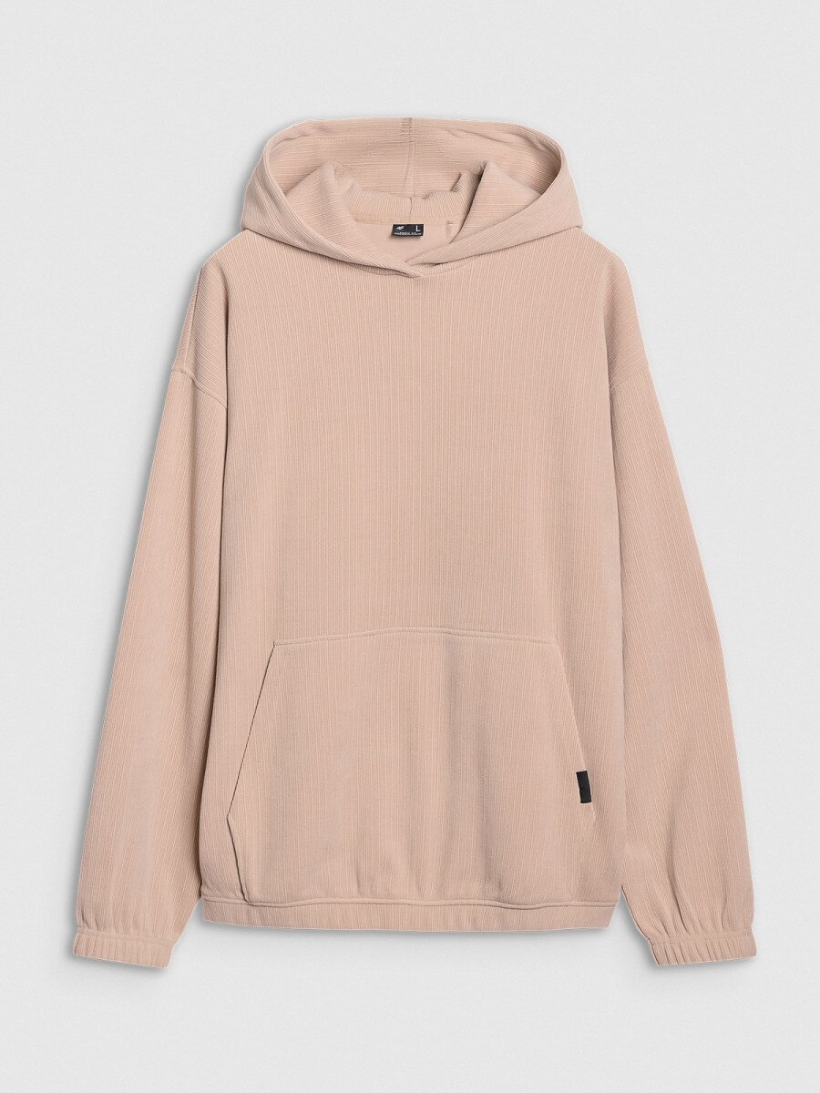 Męska bluza dresowa nierozpinana bez kaptura 4F 4FRSS25TSWSM2181 - beżowa