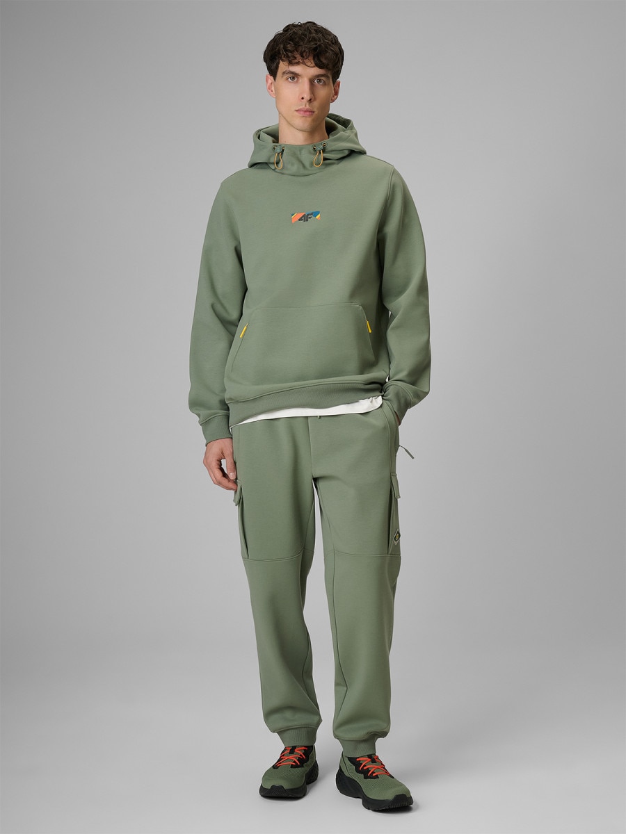Męska bluza dresowa nierozpinana z kapturem 4F 4FRSS26TSWSM2894 - khaki