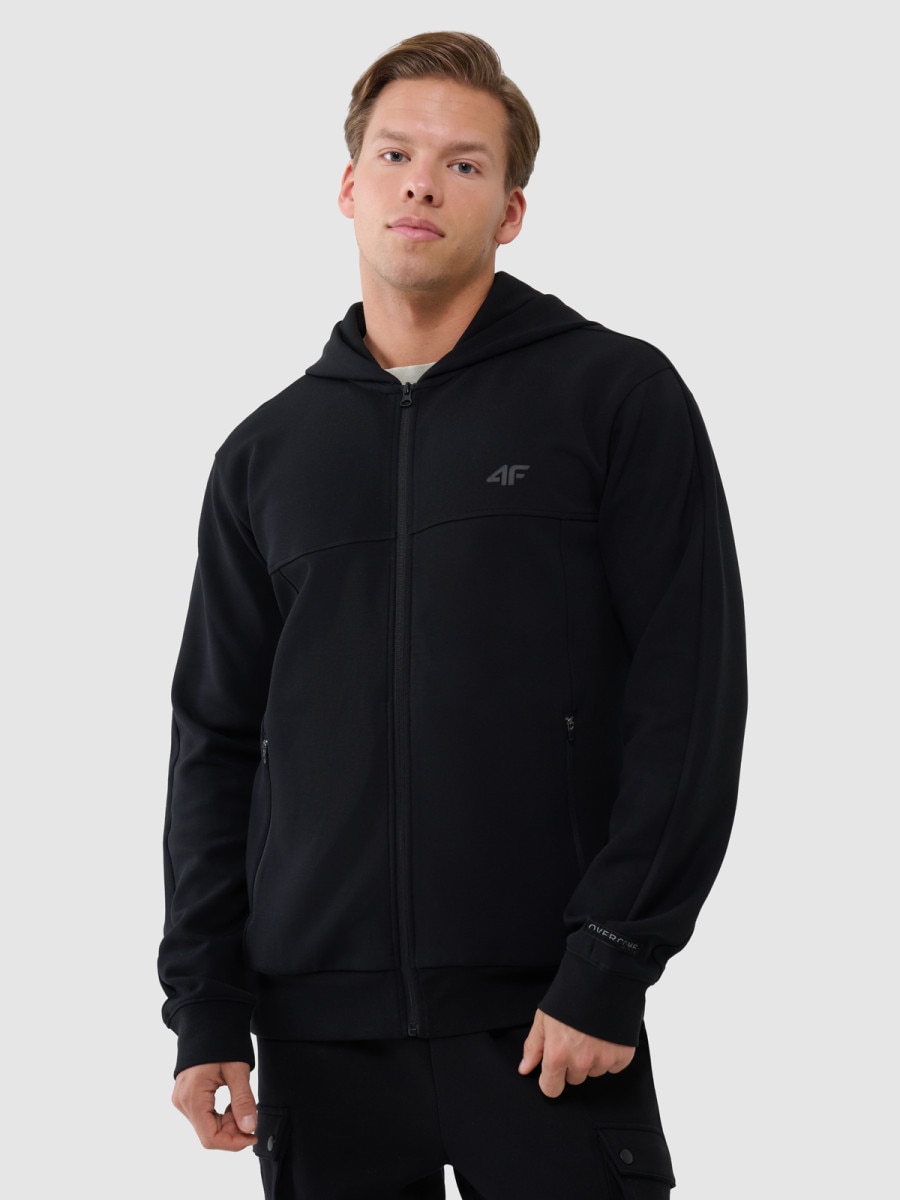 Męska bluza dresowa rozpinana z kapturem 4F 4FWSS25TSWSM1537 - brązowa