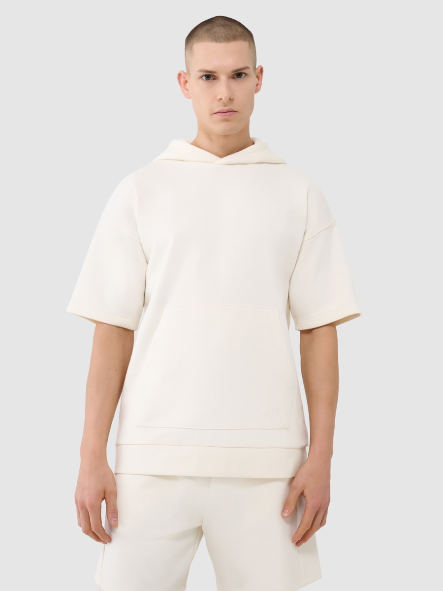 Męska bluza dresowa z krótkim rękawem 4F 4FRSS25TSWSM2145 - biała
