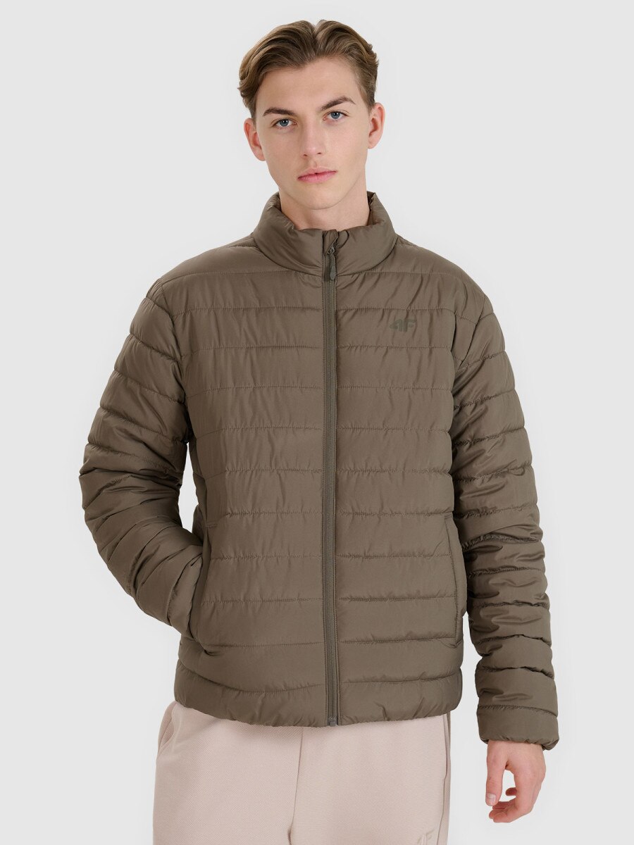 Męska kurtka puchowa pikowana 4F 4FWSS25TDJAM538 - brązowa