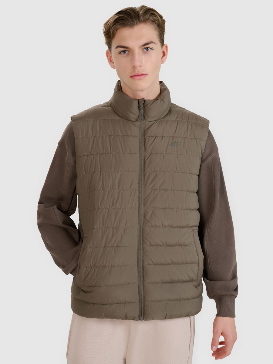 Męski bezrękawnik puchowy pikowany 4F 4FWSS25TVJAM191 - brązowy