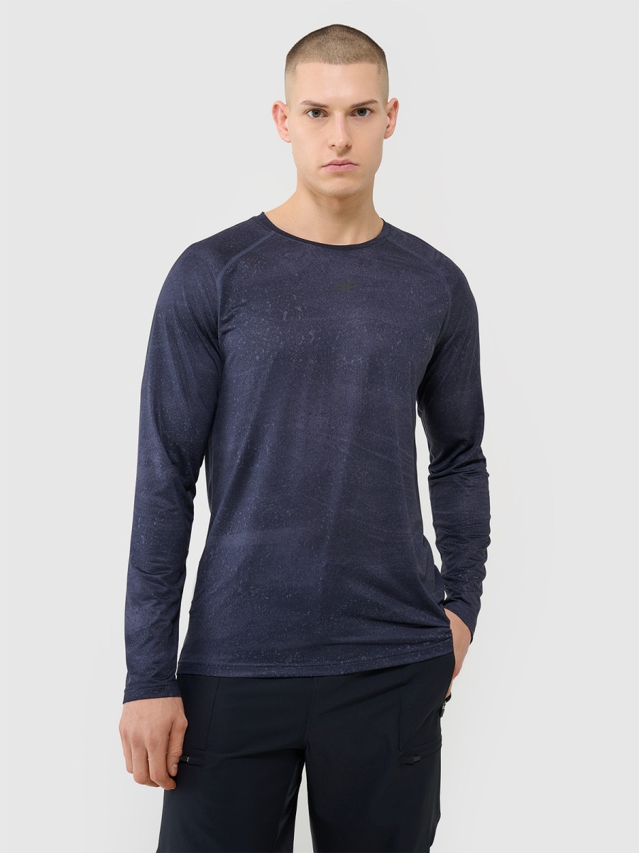 Męski longsleeve kolarski 4F 4FWSS25TFLOM340 - granatowy