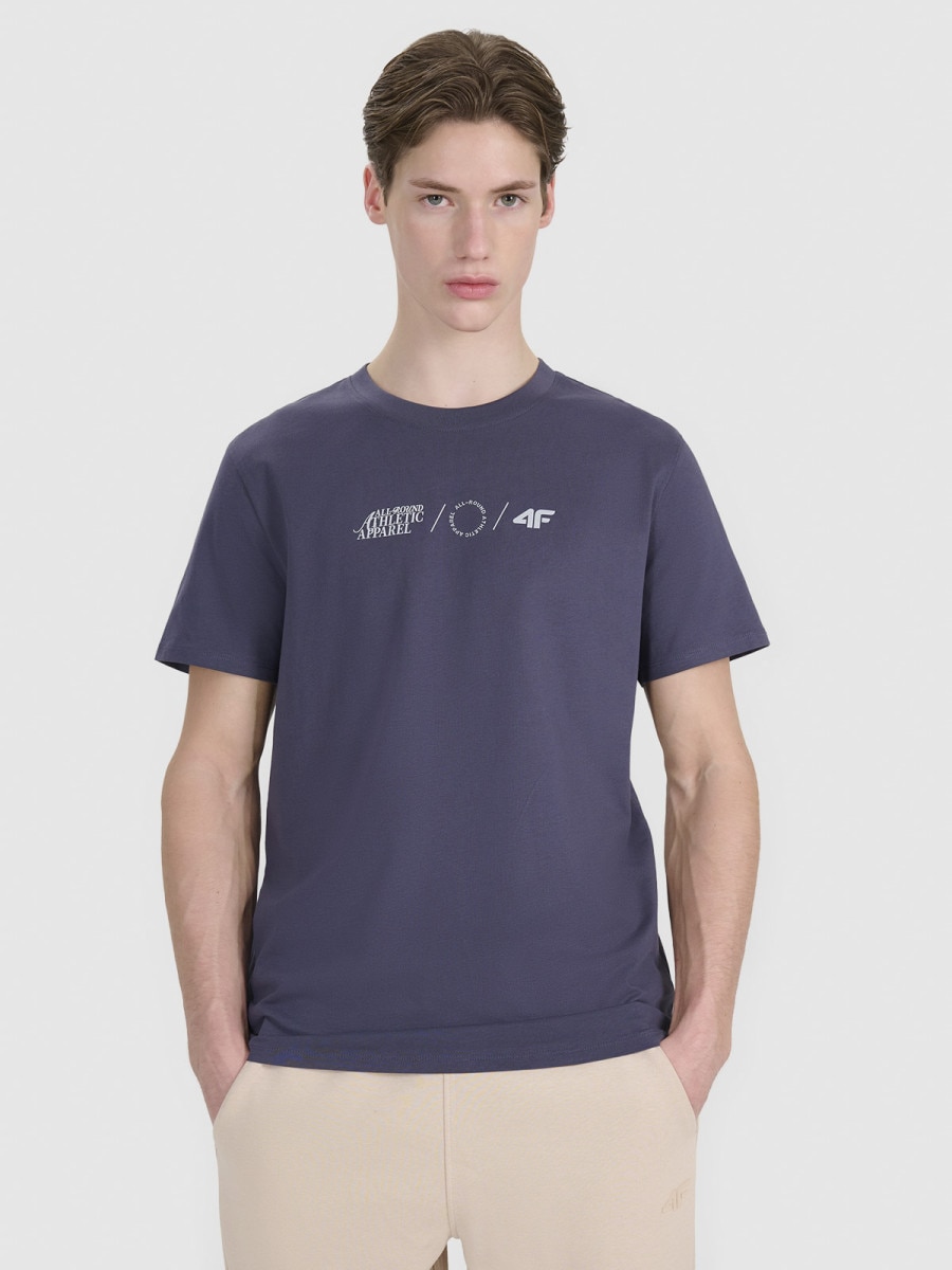 Męski t-shirt z nadrukiem 4F 4FRSS25TTSHM2847 - granatowy