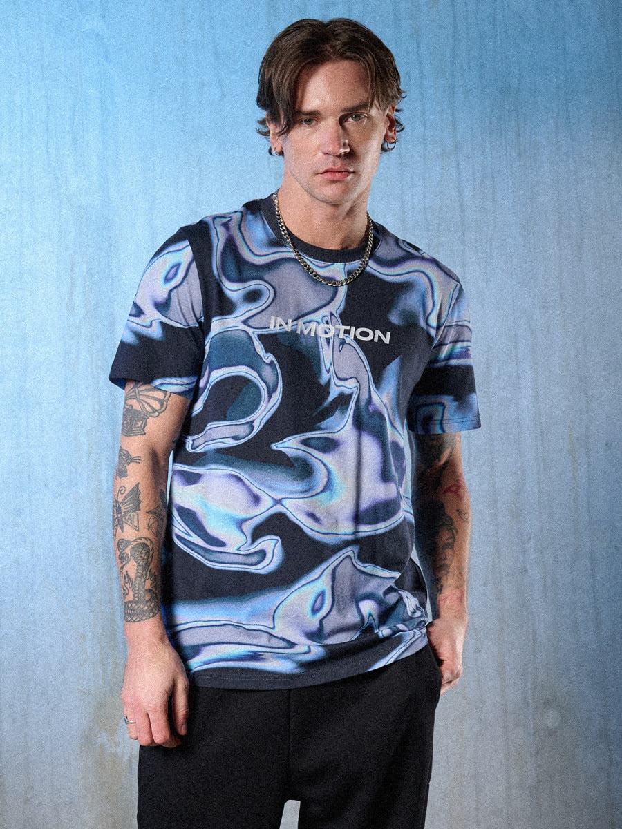Męski t-shirt z nadrukiem 4F 4FRSS26TTSHM3656 - multikolor