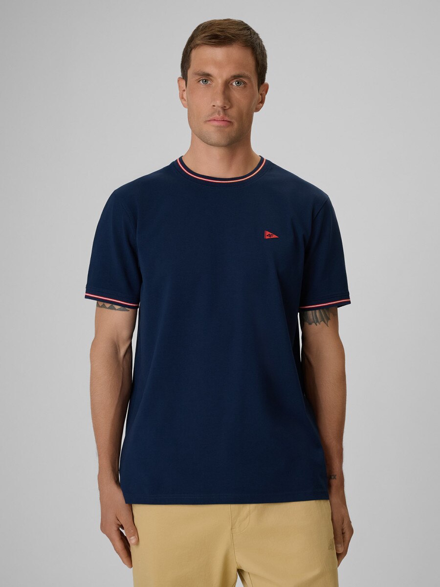 Męski t-shirt z nadrukiem 4F 4FRSS26TTSHM3997 - granatowy