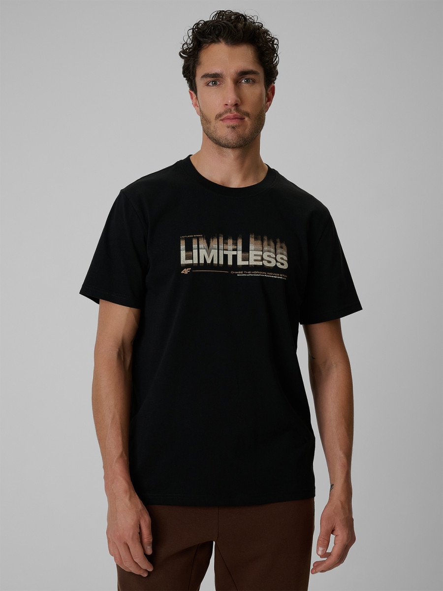 Męski t-shirt z nadrukiem 4F 4FRSS26TTSHM4227 - czarny