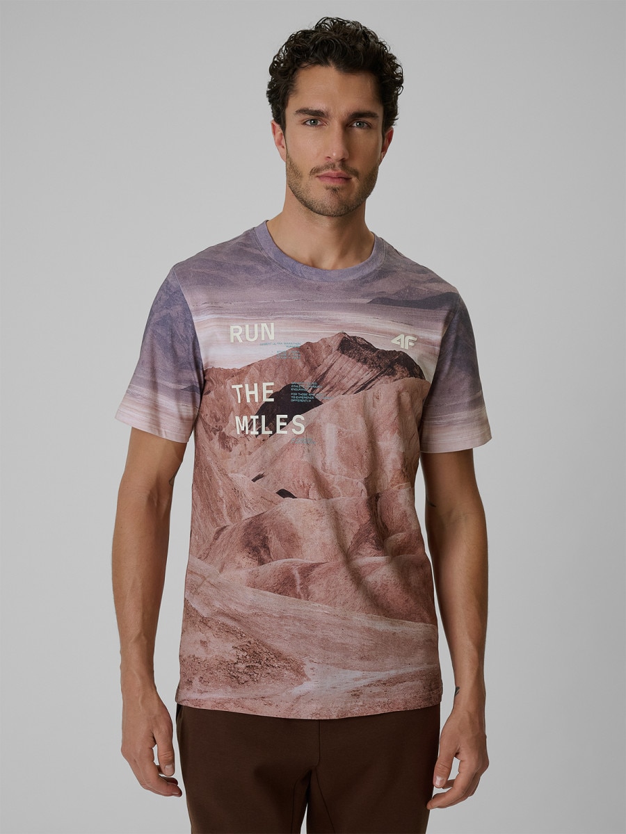 Męski t-shirt z nadrukiem 4F 4FRSS26TTSHM4229 - multikolor