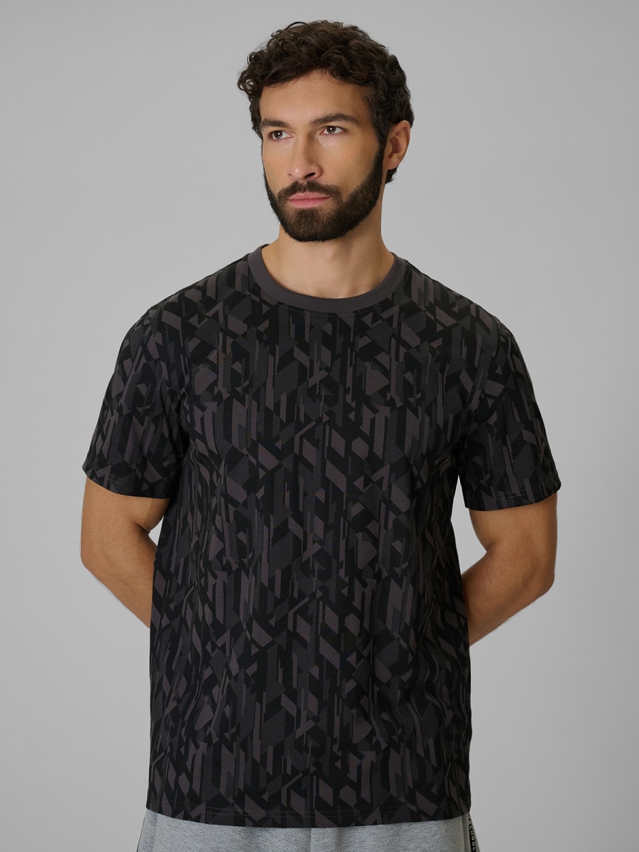 Męski t-shirt z nadrukiem 4F 4FWSS26TTSHM3332 - czarny