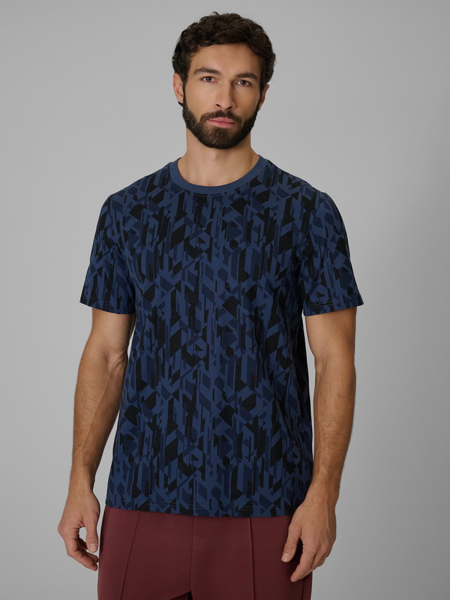 Męski t-shirt z nadrukiem 4F 4FWSS26TTSHM3332 - granatowy