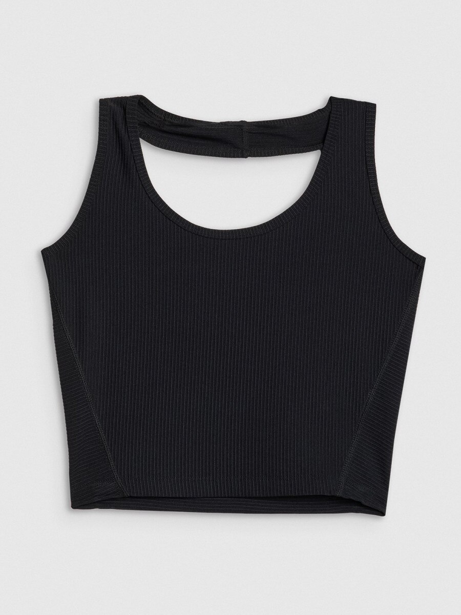 Damski crop top 4F x Anna Lewandowska 4FALSSS25TSLEF215 - czarny