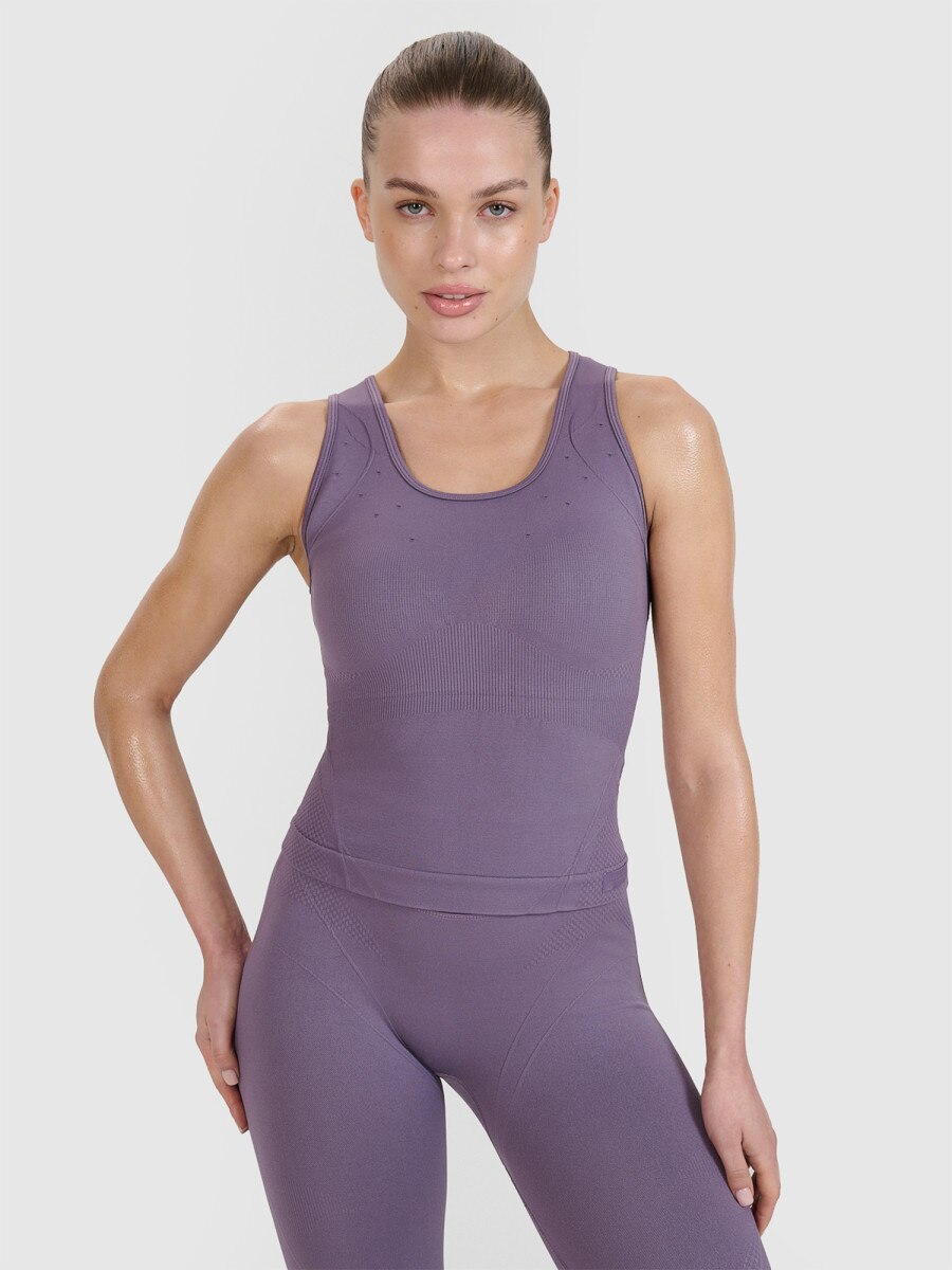 Damski top treningowy 4F 4FALSSS25TFSLF698 - fioletowy