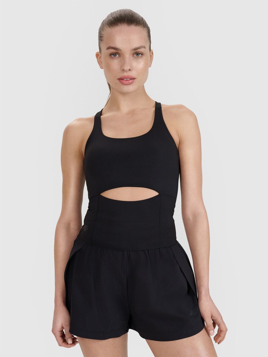 Damski top treningowy 4F 4FALSSS25TFSLF699 - brązowy