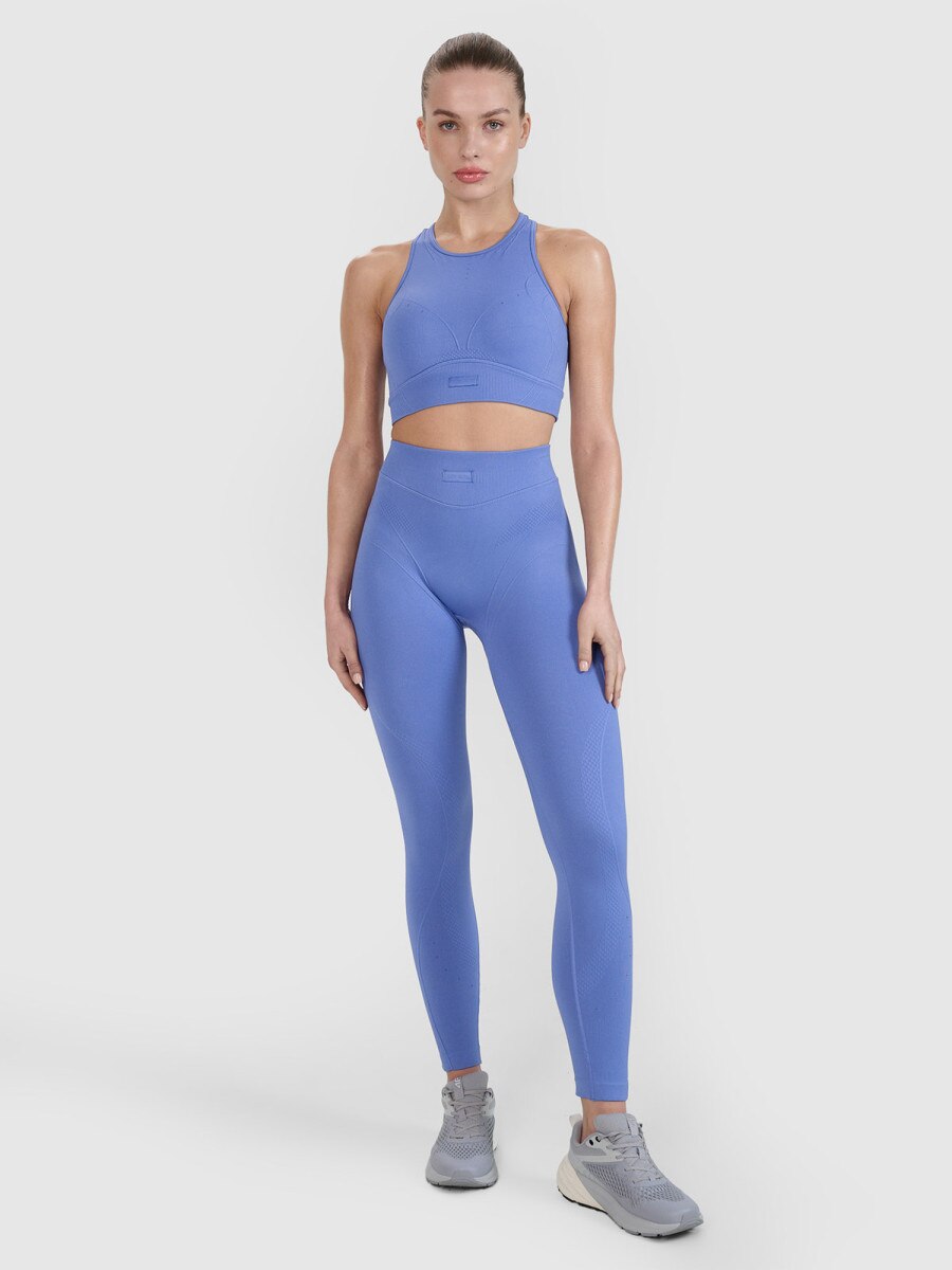 Damskie legginsy treningowe 4F x Anna Lewandowska 4FALSSS25TFTIF383 - niebieskie