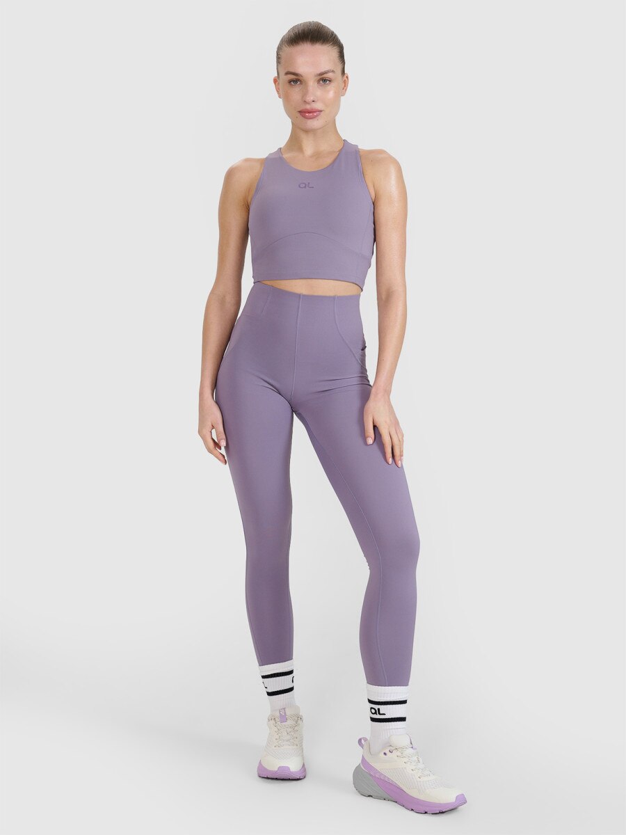 Damskie legginsy treningowe 4F x Anna Lewandowska 4FALSSS25TFTIF384 - fioletowe